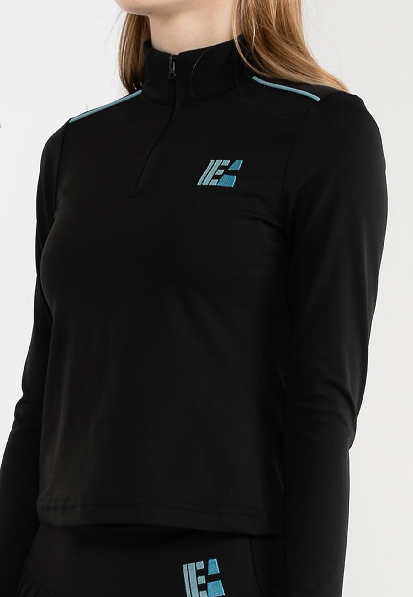 ELLE Active High Neck Run Ribbed Half Zip Top