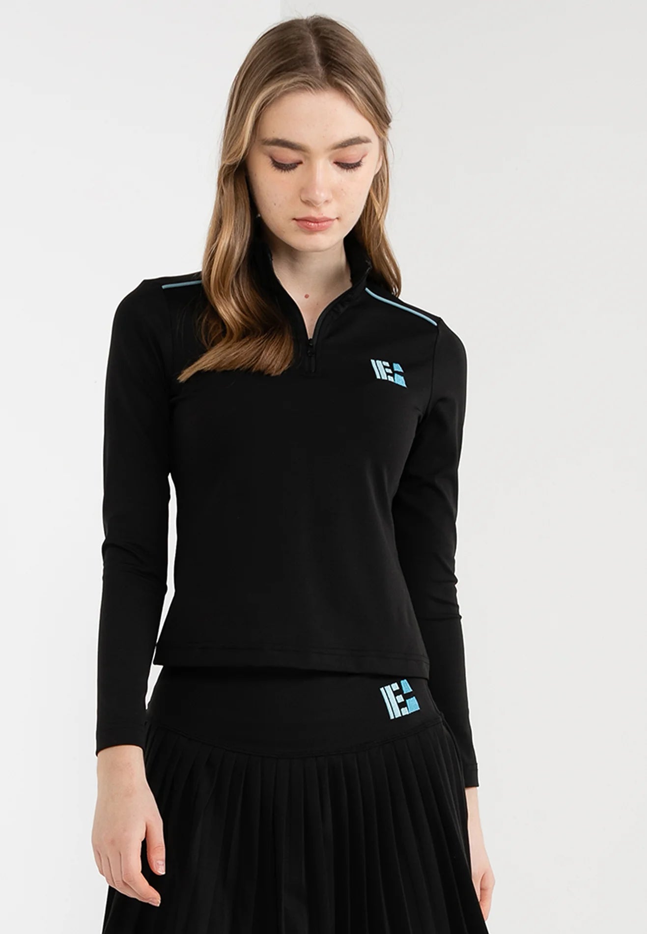 ELLE Active High Neck Run Ribbed Half Zip Top