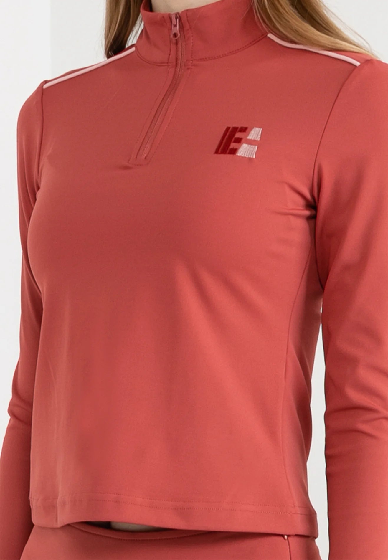 ELLE Active High Neck Run Ribbed Half Zip Top