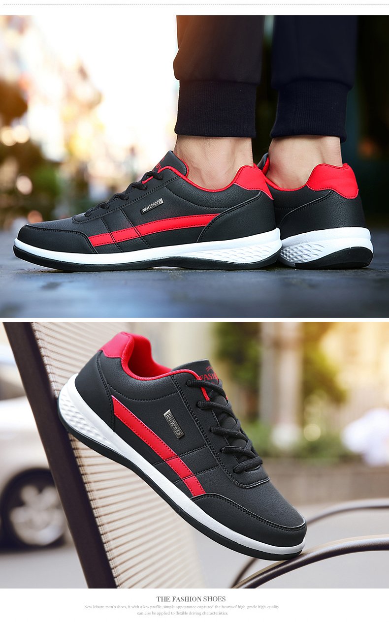 Fashion Men's Casual Synthetic Leather Breathable Lace-up Sneaker Shoes