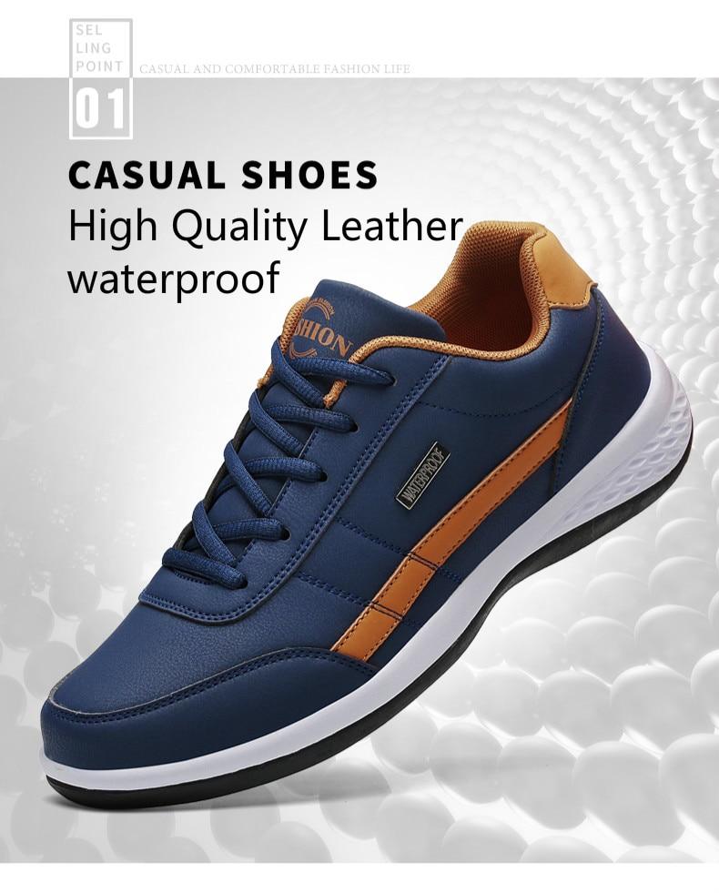 Fashion Men's Casual Synthetic Leather Breathable Lace-up Sneaker Shoes