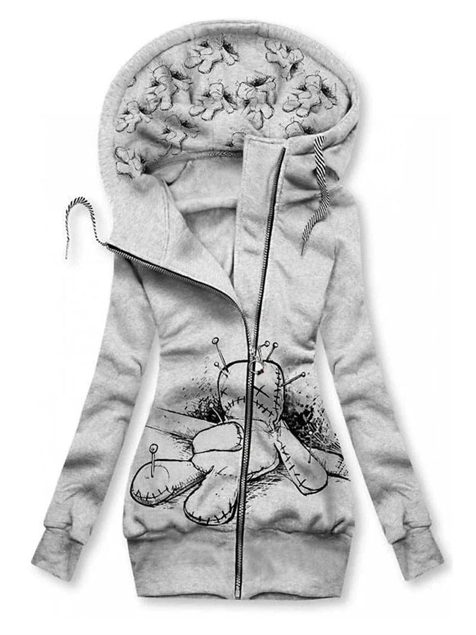 Floral Butterfly Zip Up Hoodie for Women