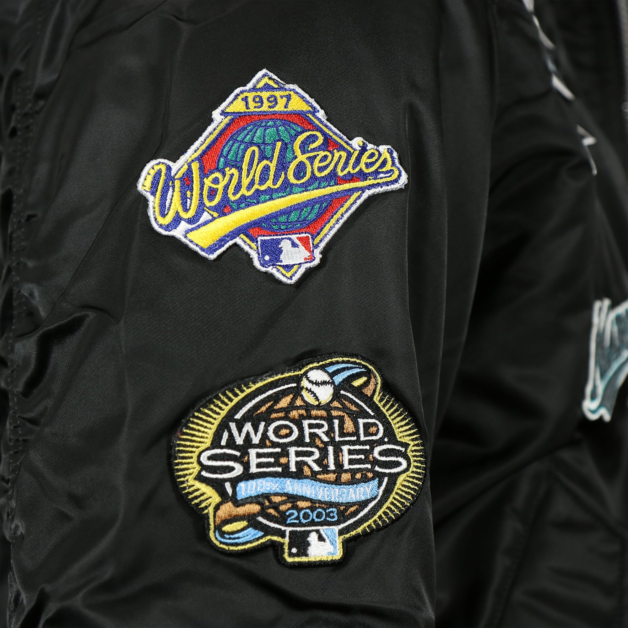 Florida Marlins MLB Patch Alpha Industries Reversible Bomber Jacket With Camo Liner | Black Bomber Jacket