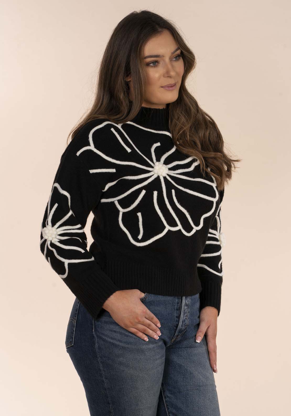 Flower Cornelle Sweater - Black