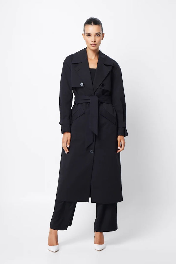 For Keeps Trench Coat Black