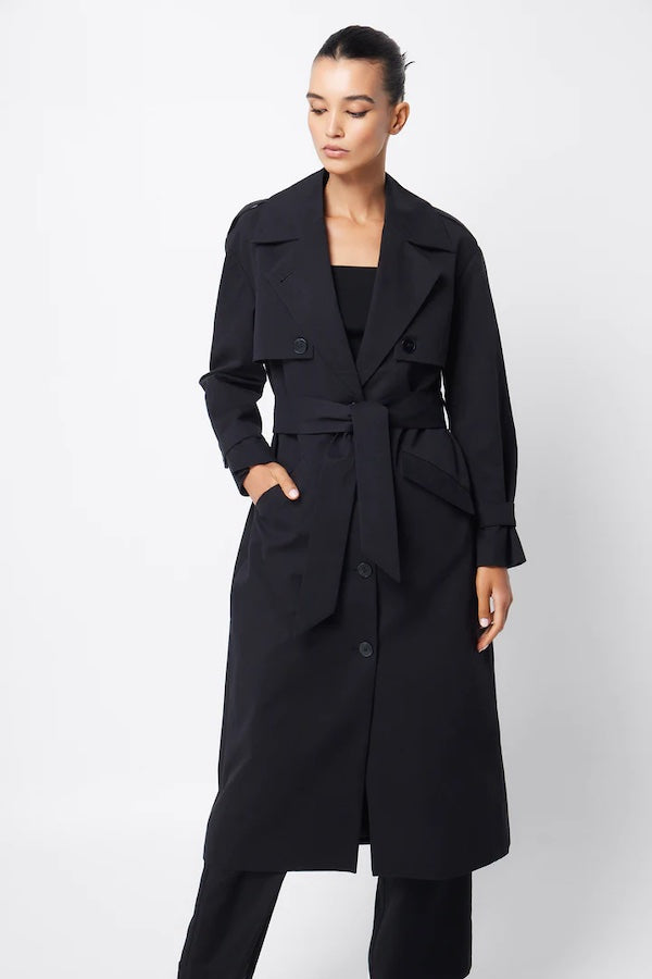 For Keeps Trench Coat Black