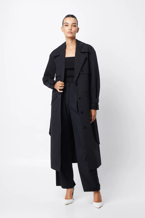 For Keeps Trench Coat Black