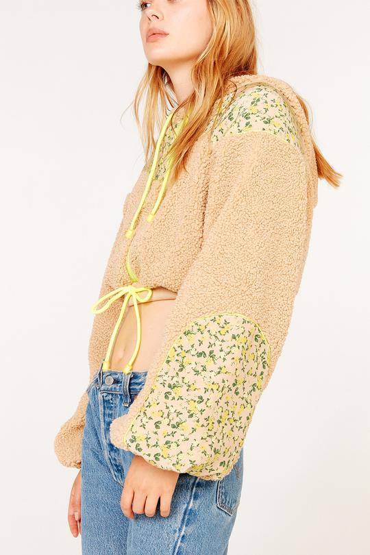 For Love and Lemons Brooke Shearling Cropped Hoodie Teddy