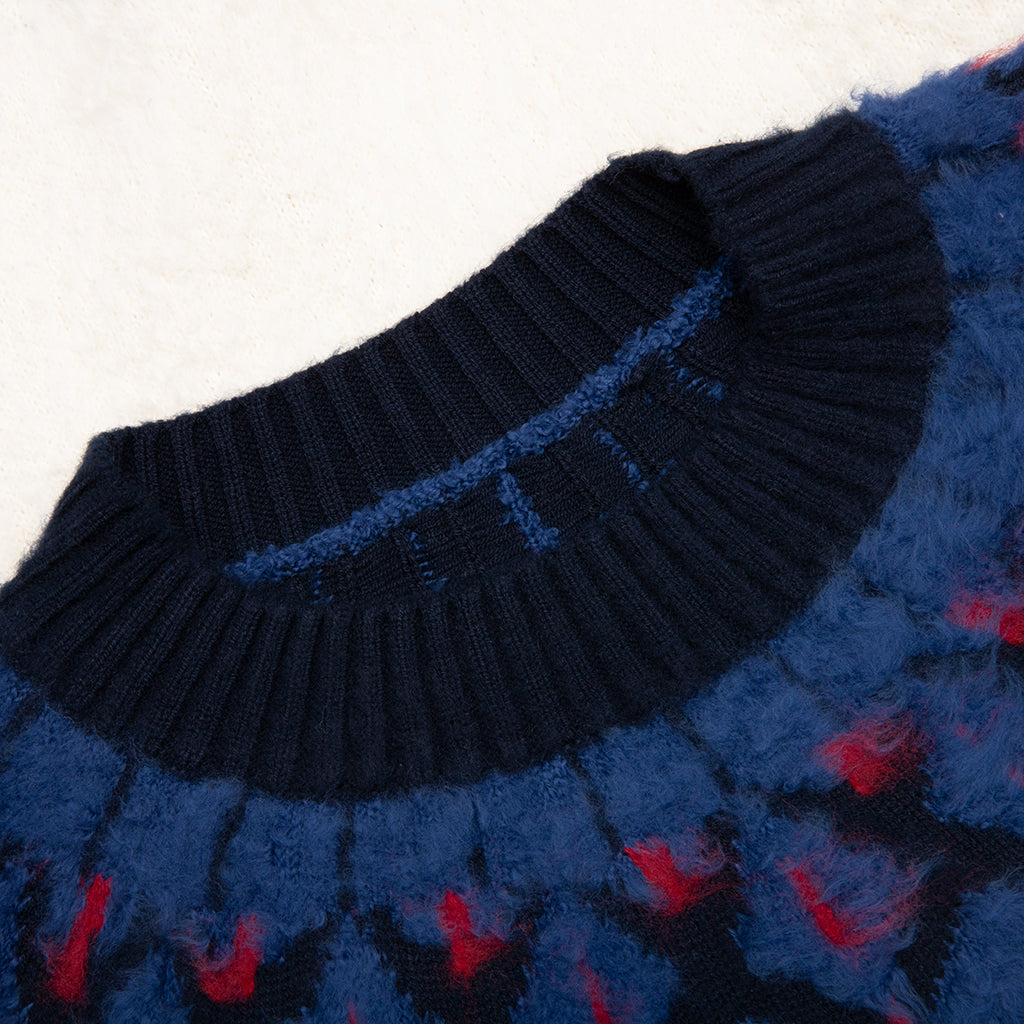 Jacquard Knit Pullover - Navy