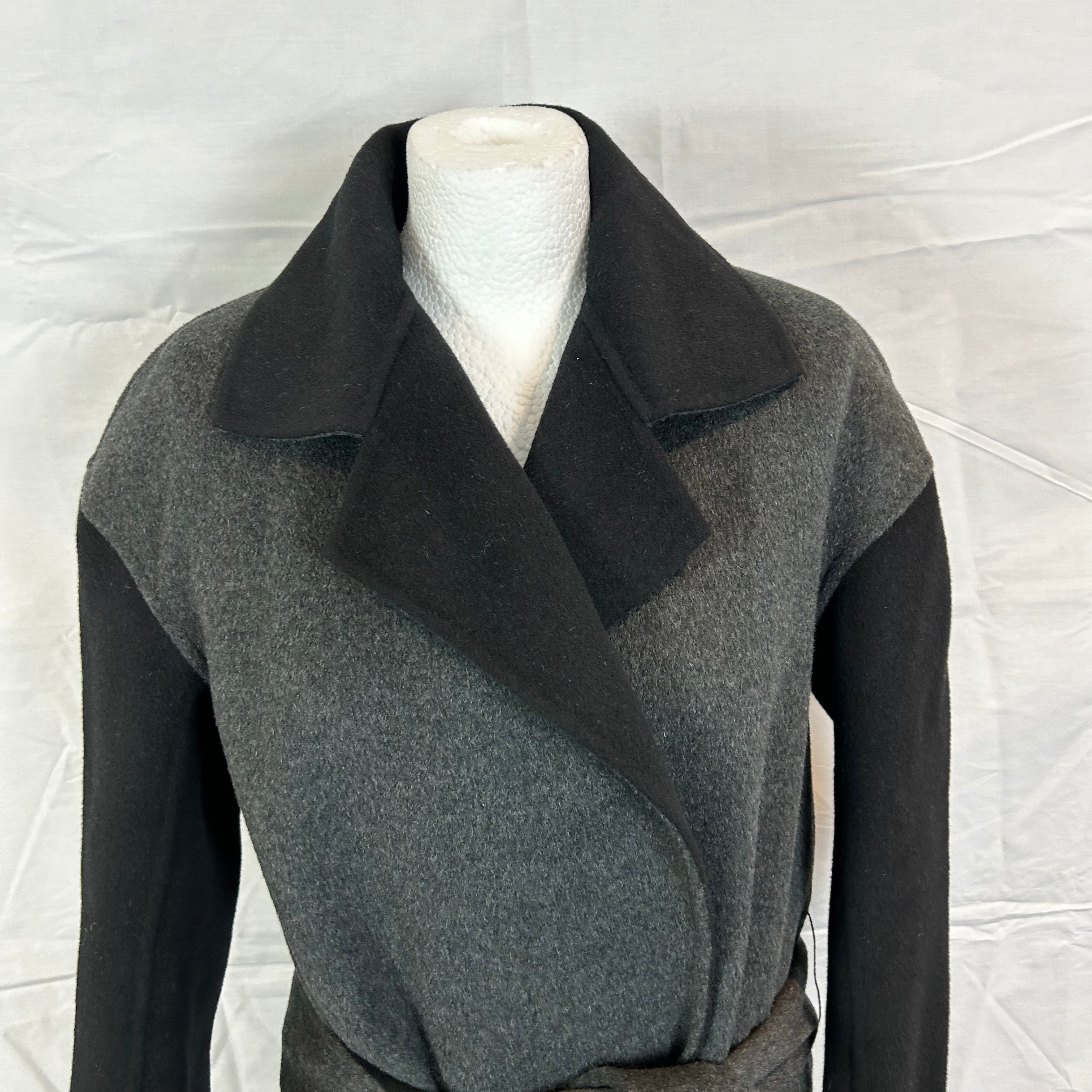 Joseph 1195 Grey & Black Double Face Wool & Cashmere Dawson Coat S/M