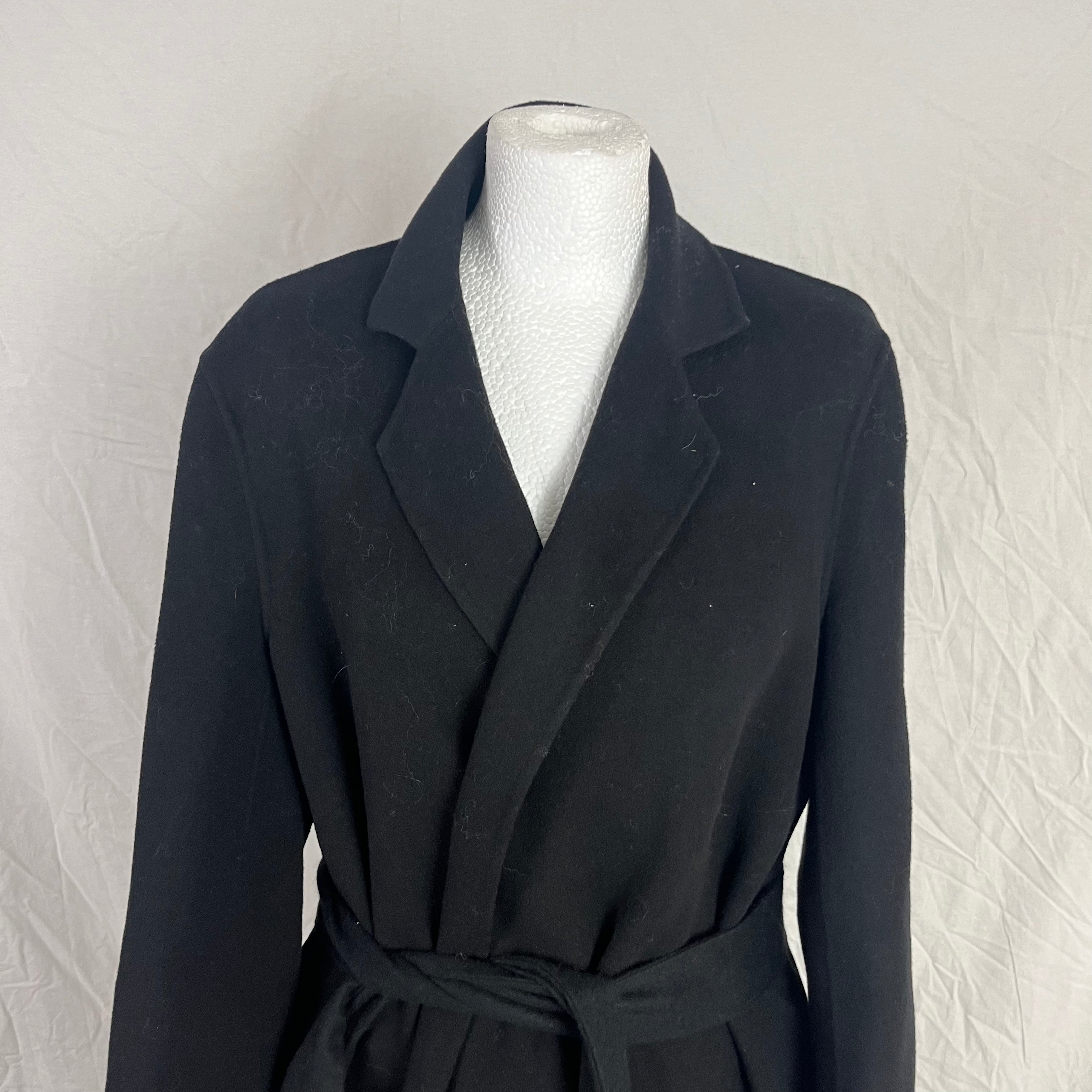 Joseph Black Wool & Cashmere Unlined Belted Kido Coat F40