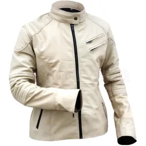 leather skin Cream White Unisex Premium Genuine Leather Jacket - Leather Skin Shop