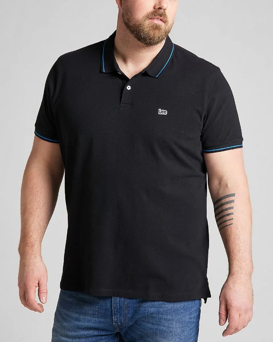 Lee Pique Short Sleeve Polo Shirt Black