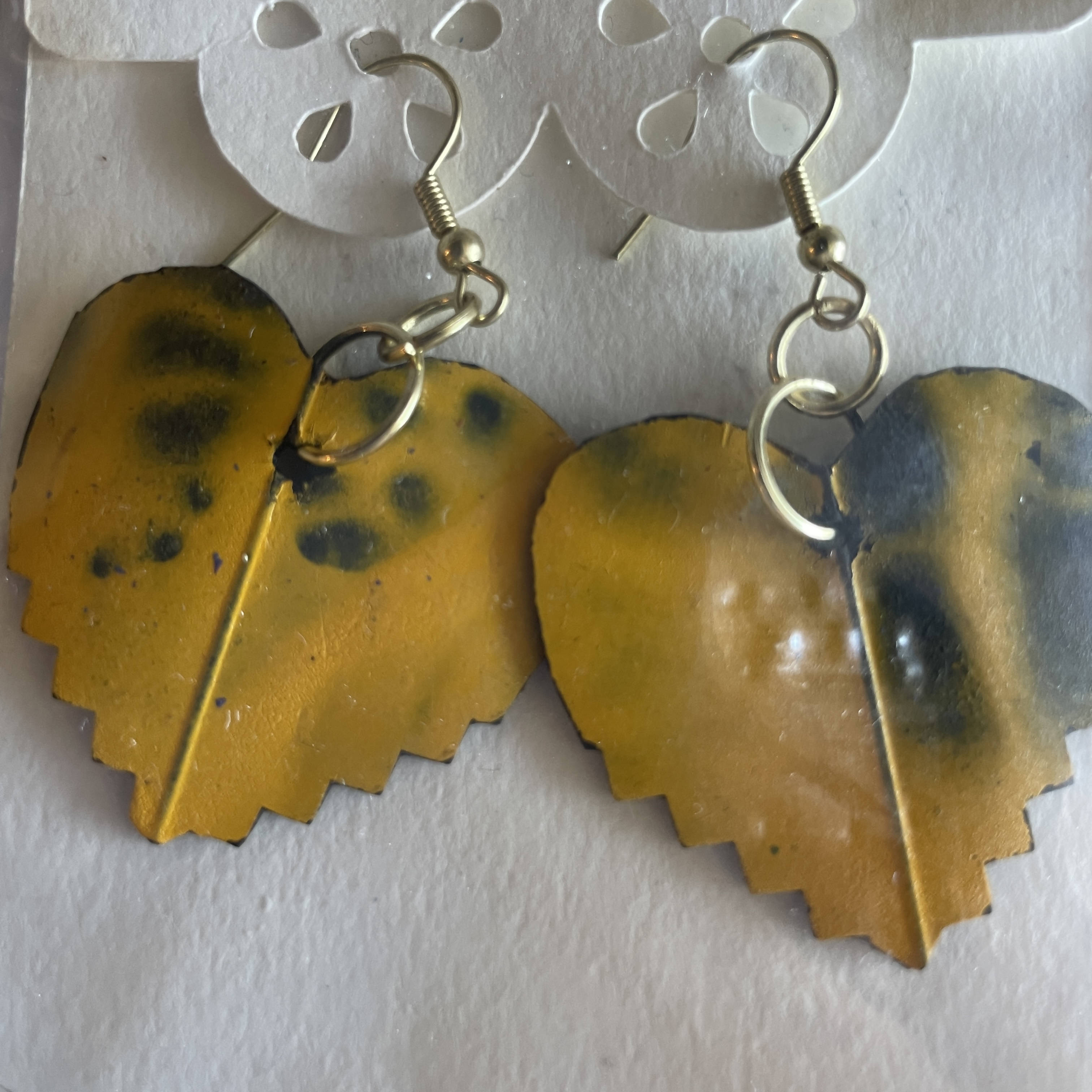 Lorna M Designs- Leaf Bike Tube Earrings