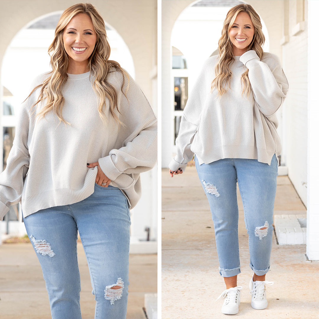 Magically Perfect Sweater, Light Grey