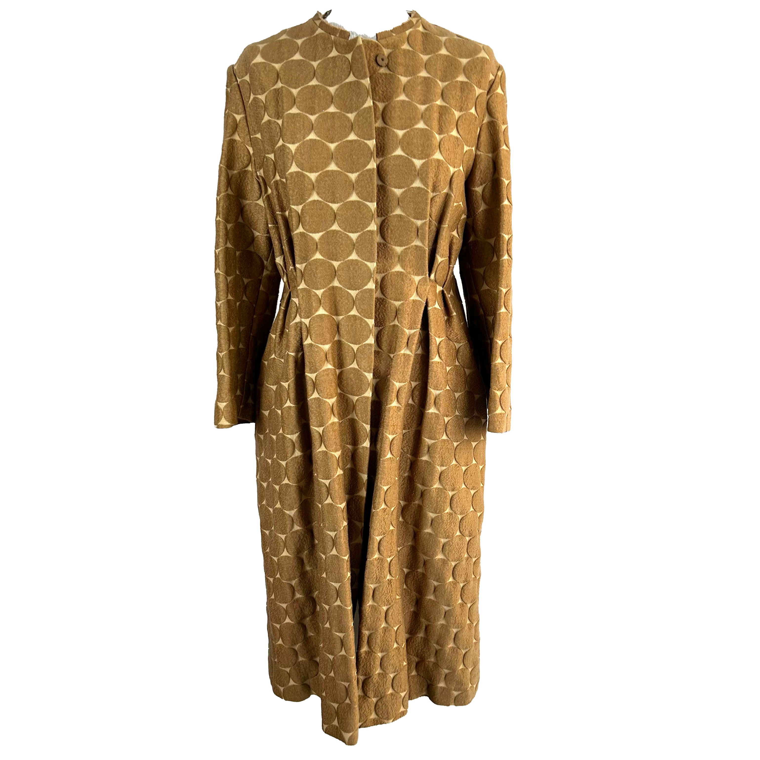 Marni Biscuit & Camel Circles Brocade Coat S