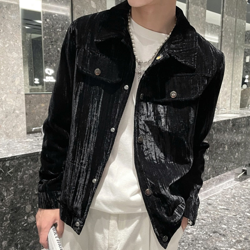 Men's Autumn Solid Color Outwear Streetwear Casual Short Jacket