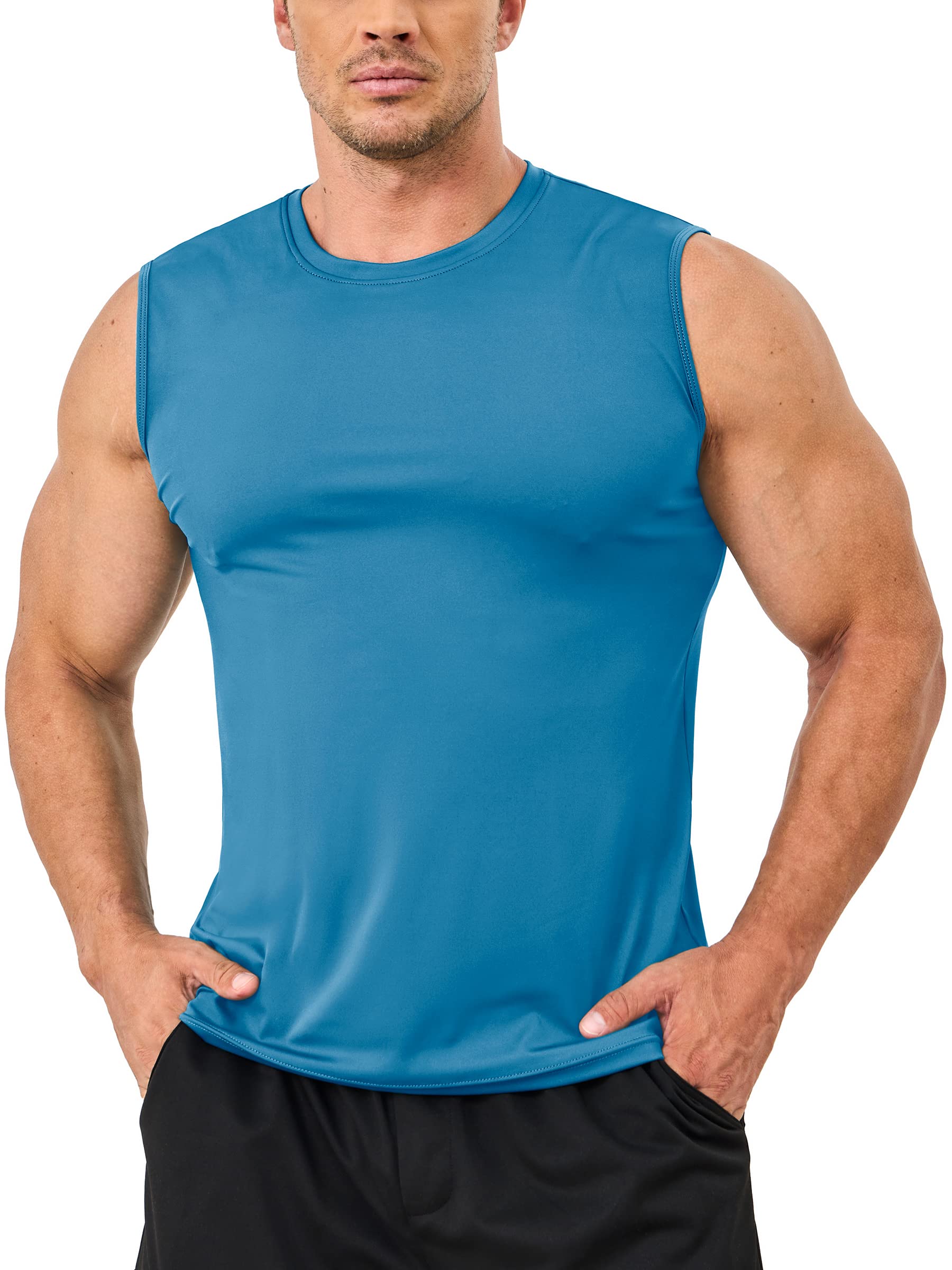 Mens Modern UPF 50+ TANK TOPS Quick Dry Sleeveless T-shirts Mens Summer Gym Fitness Running Tee Shirts Trainning tshirts Swimmin