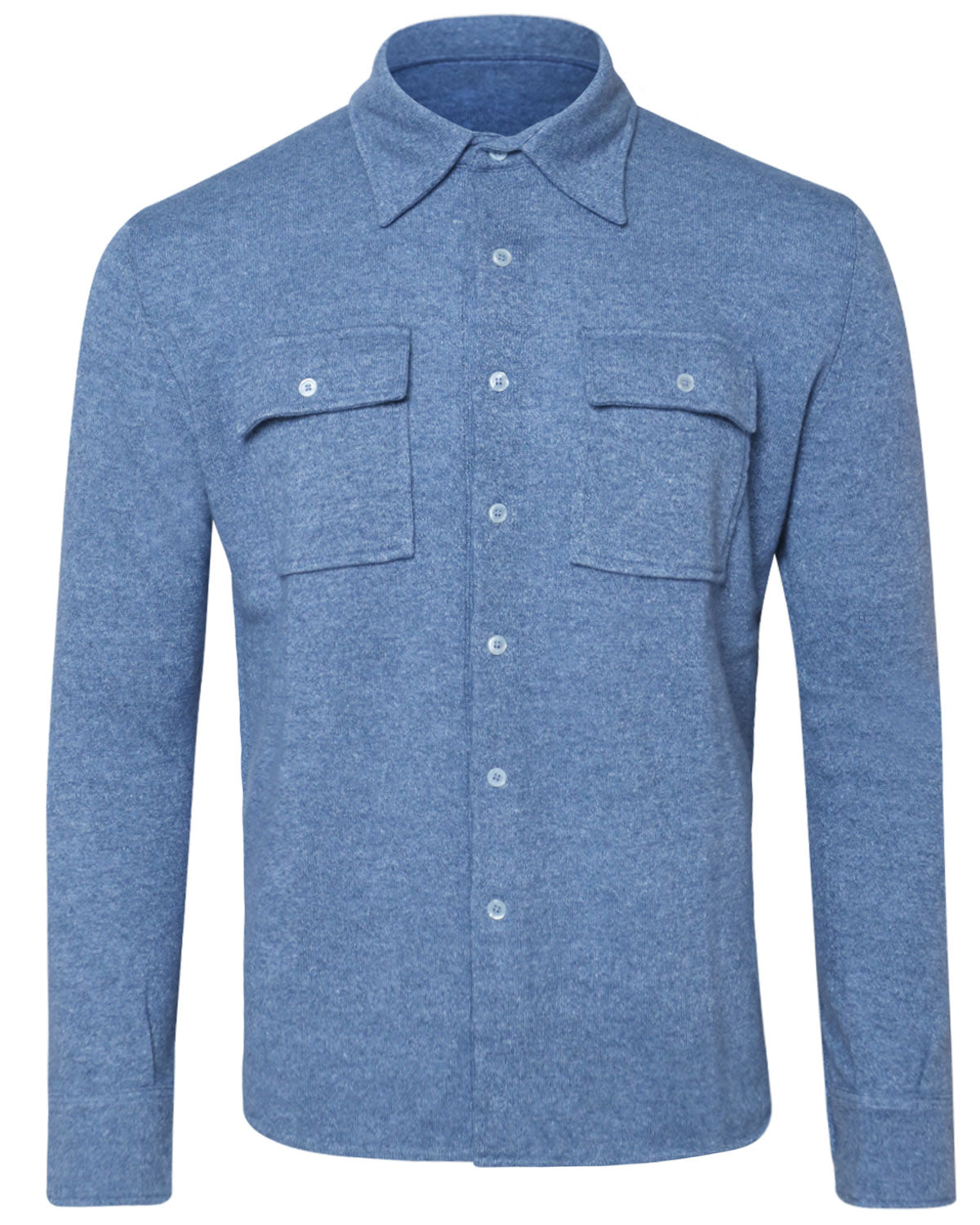 Mid Blue Cashmere Blend Overshirt