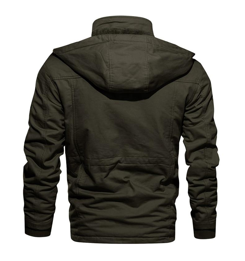 Military Thicken Large Fleece Gray Casual Hooded Pilot Cargo Cotton Jacket for Men on Clearance