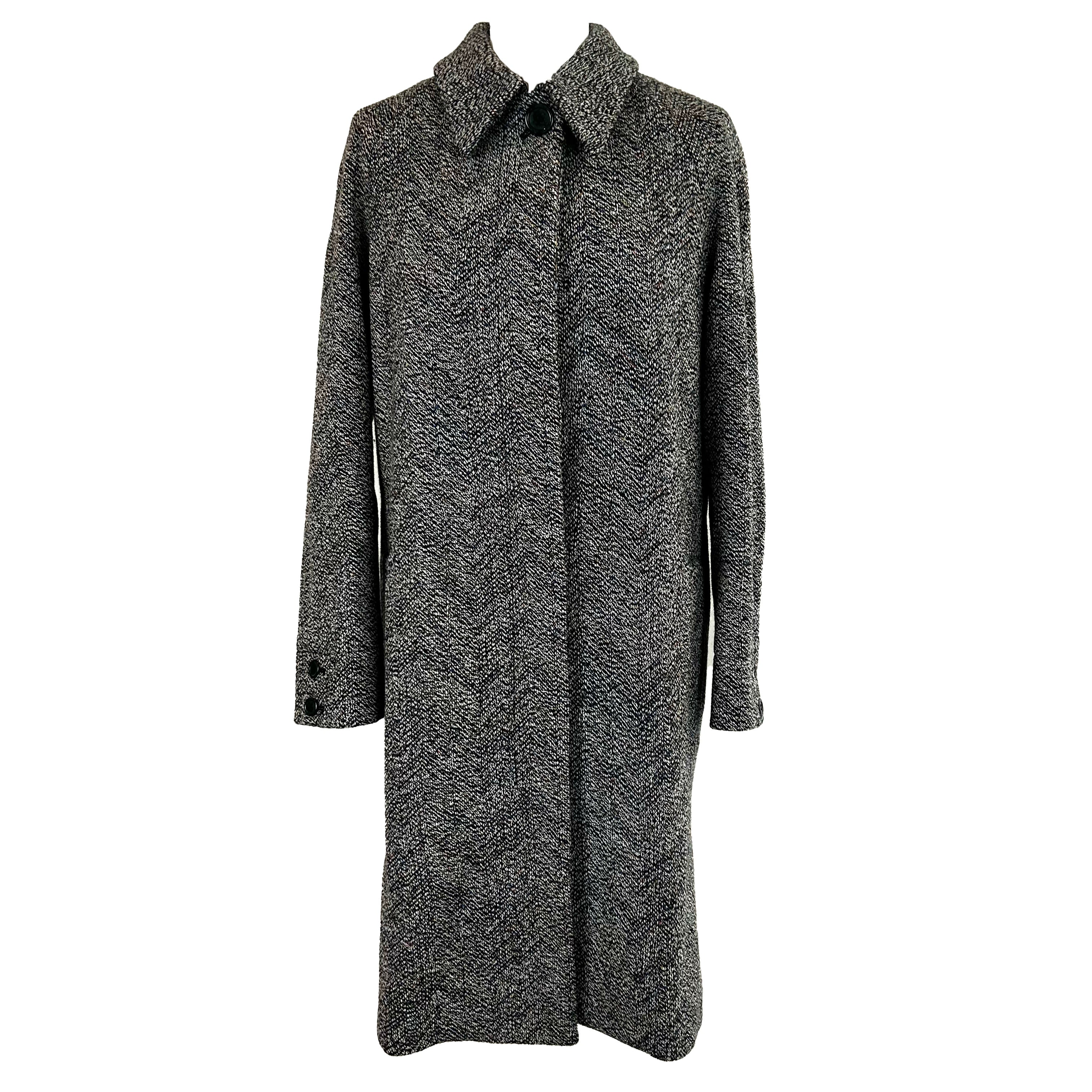 Missoni Brand New Blue & Black Wool & Alpaca Tweed Chevron Coat XS