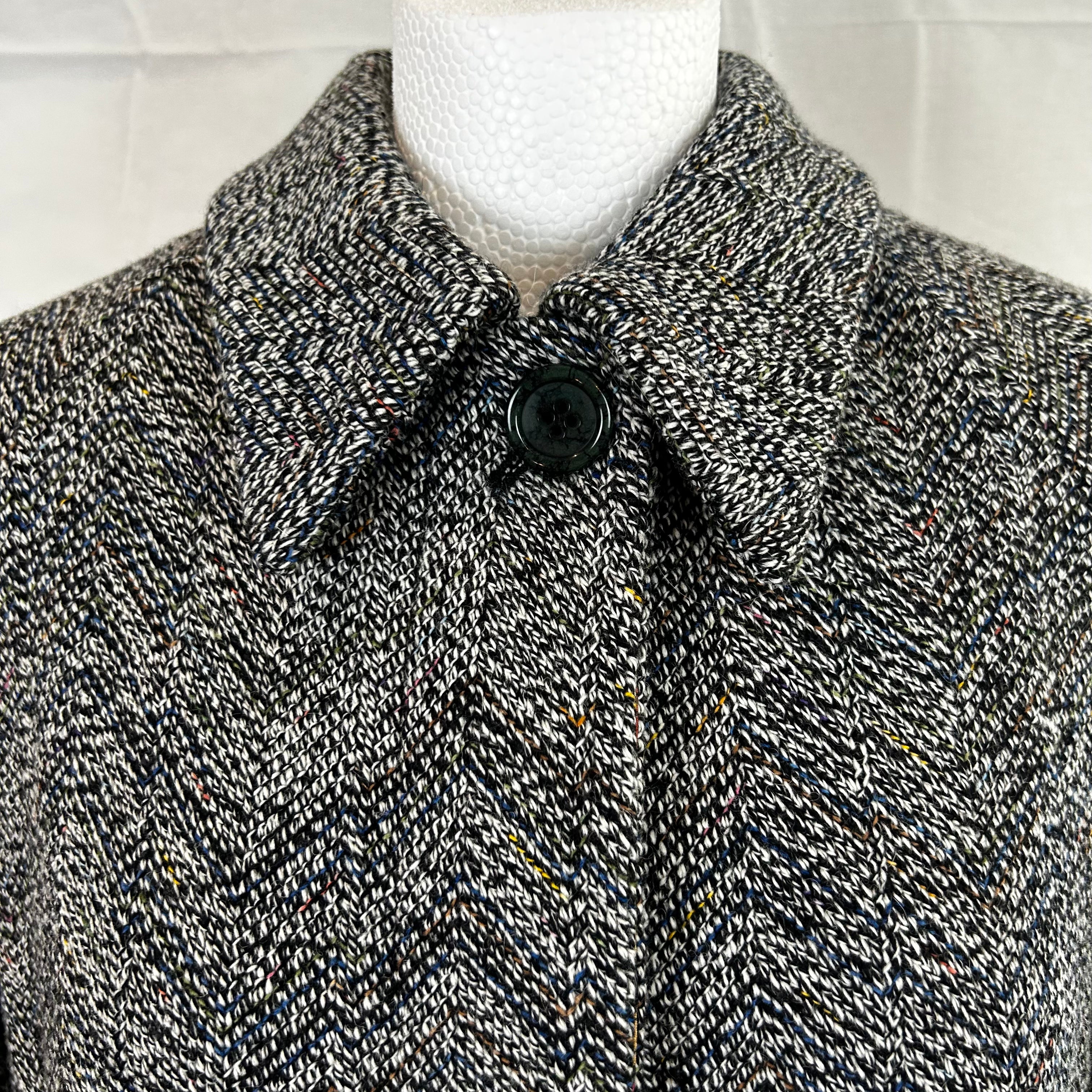 Missoni Brand New Blue & Black Wool & Alpaca Tweed Chevron Coat XS