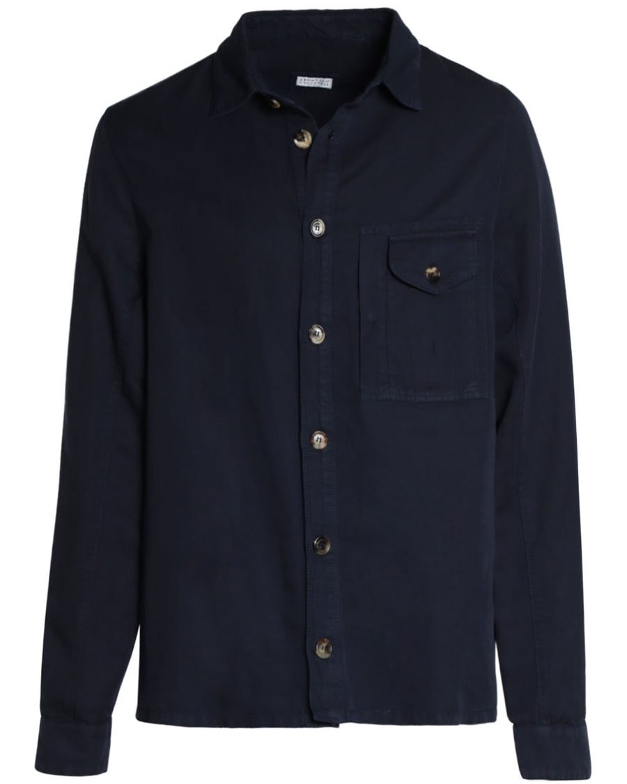 Navy Blue Linen Blend Lightweight Jacket