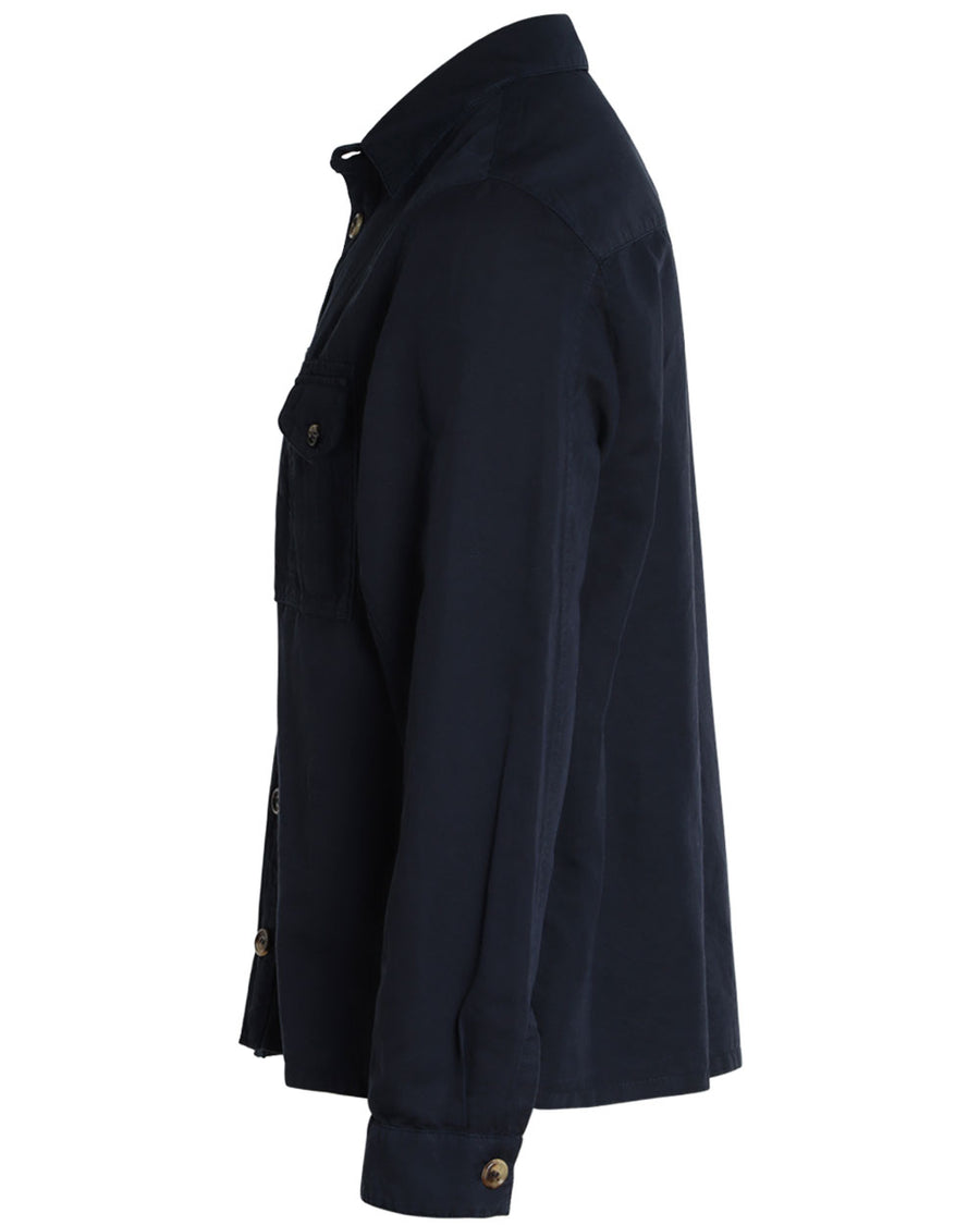 Navy Blue Linen Blend Lightweight Jacket