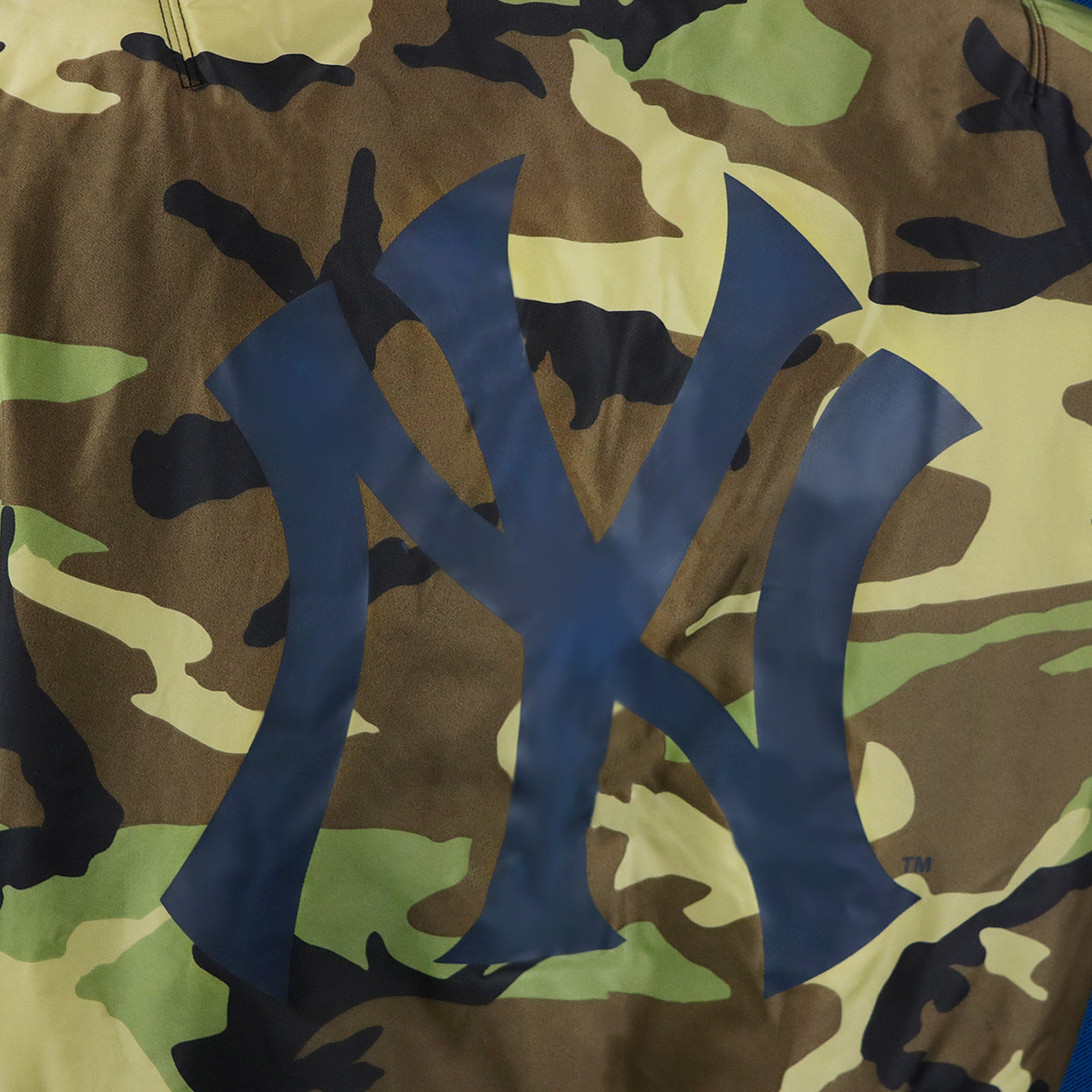 New York Yankees MLB Patch Alpha Industries Reversible Bomber Jacket With Camo Liner | Navy Blue Bomber Jacket