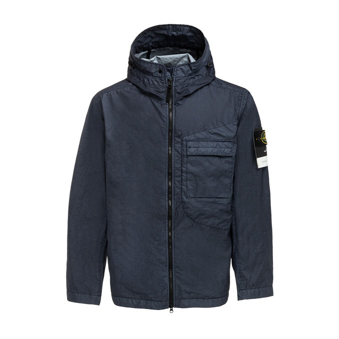 PADDED JACKET IN NYLON CREASED EFFECT WITH HOOD Man Dark Blue 