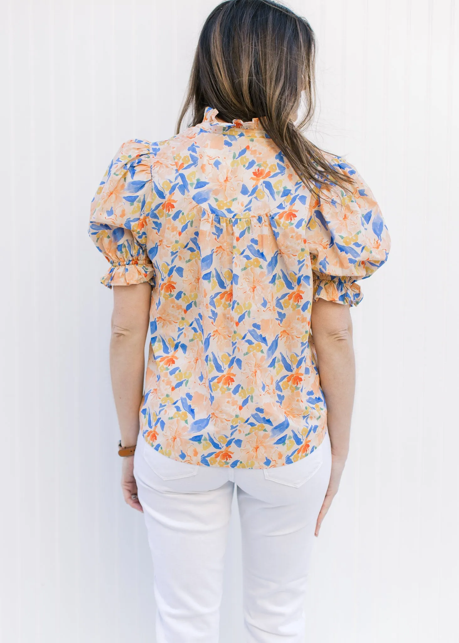 Peach and Blue Impressions Top