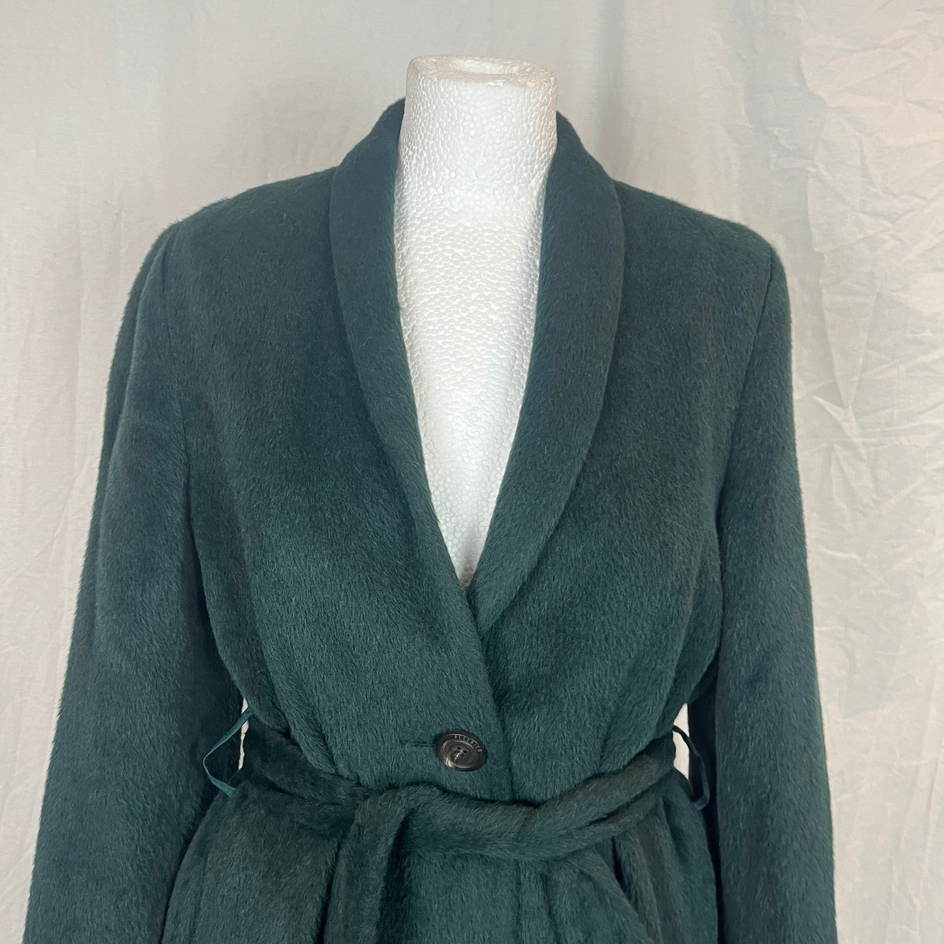 Peserico 1200 Forest Green Baby Alpaca Belted Coat S