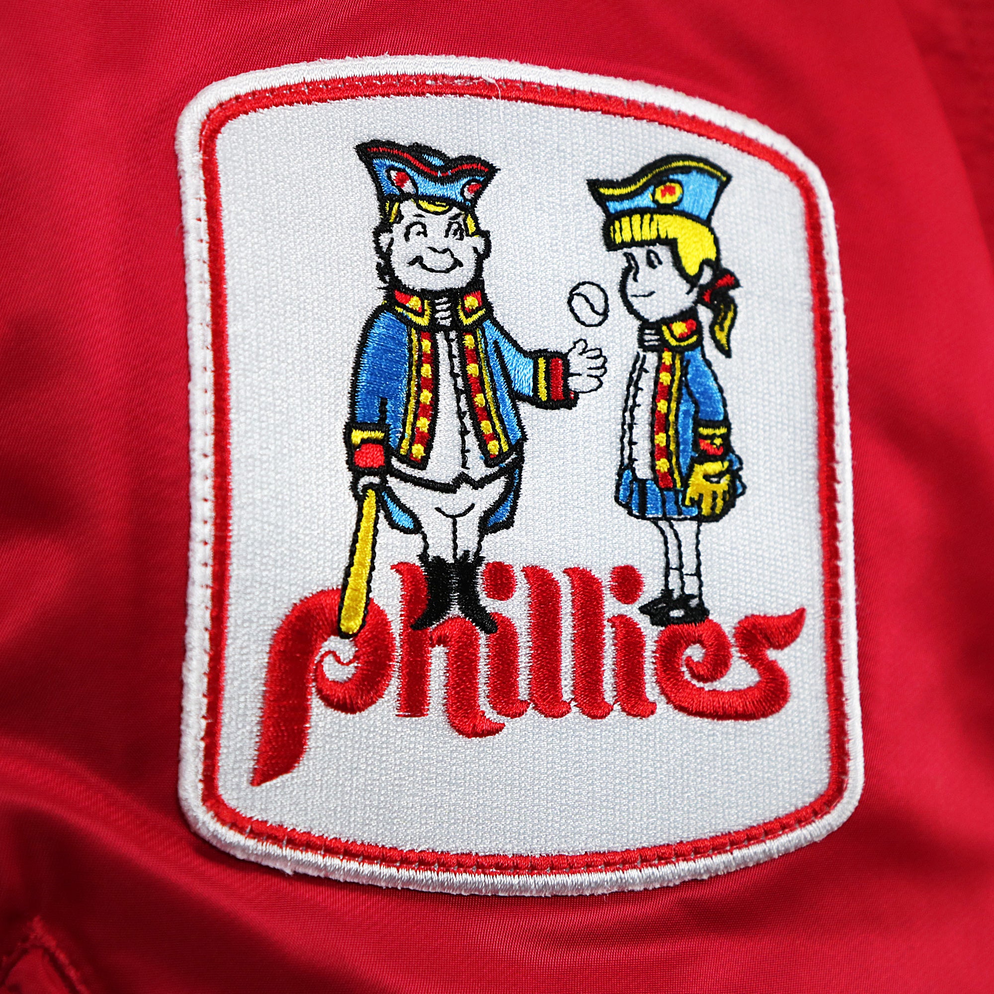 Philadelphia Phillies MLB Patch Alpha Industries Reversible Bomber Jacket With Camo Liner | Red Bomber Jacket