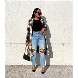 Plus Size Plaid Coat