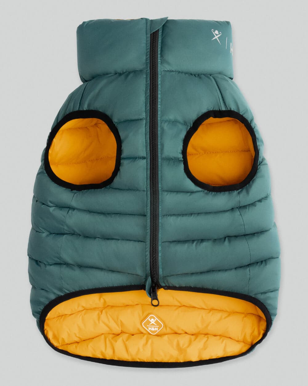 Reversible Dog Puffer Jacket - Forest Green & Gold