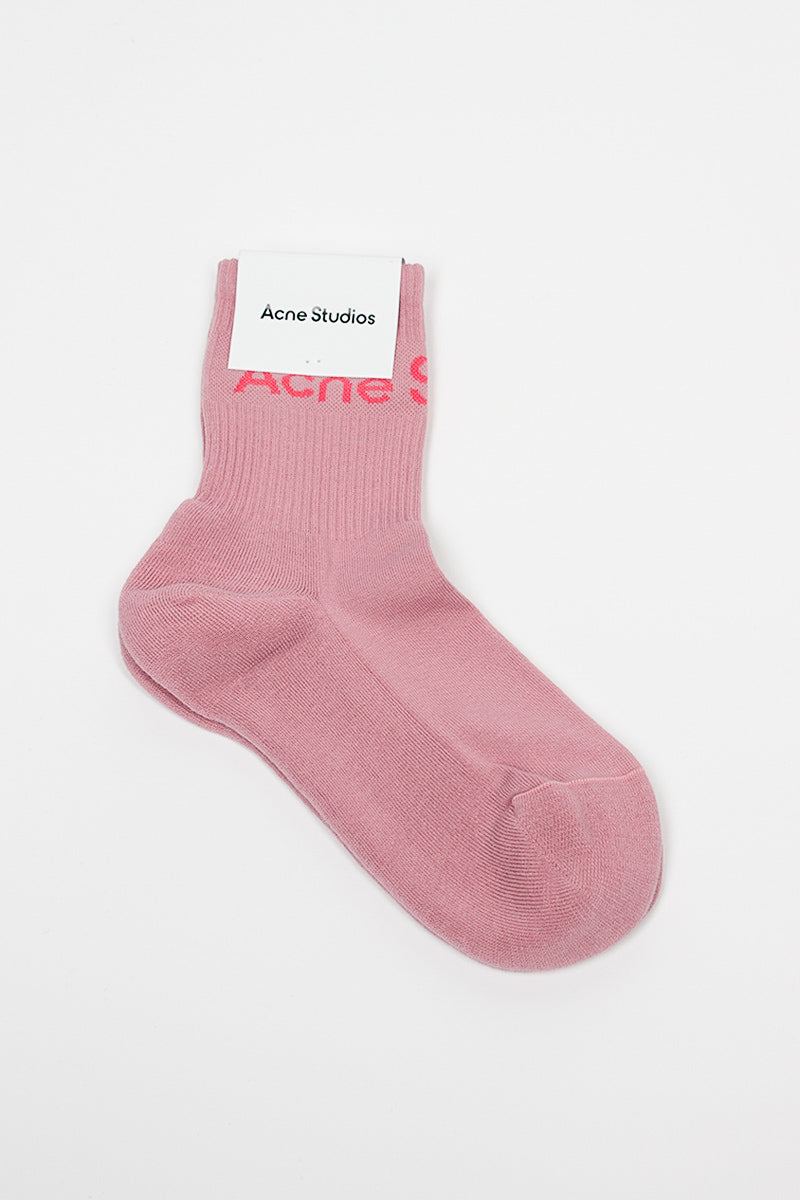 Ribbed Logo Socks Pink Melange