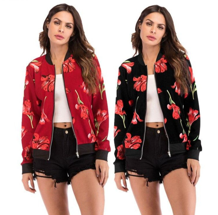 Rose Printed Jacket Casual