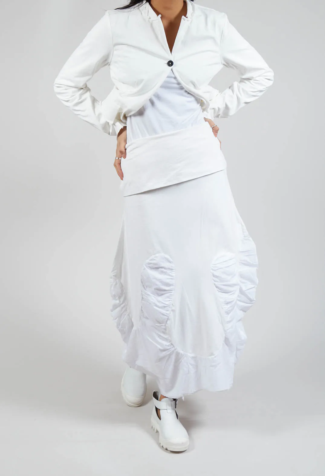 Ruched Balloon Skirt in Starwhite