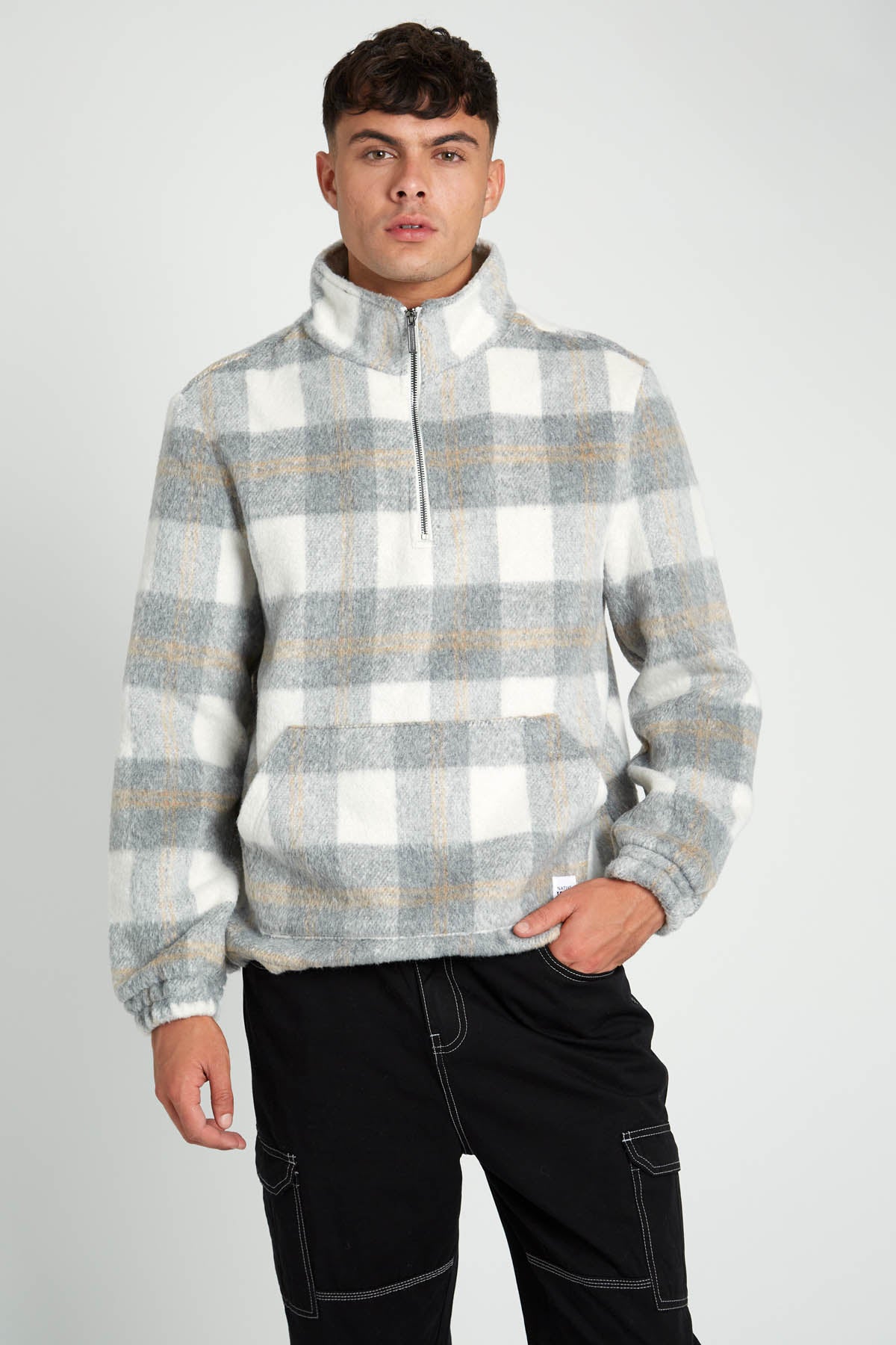 SHARP BRUSHED CHECK OVERHEAD JACKET