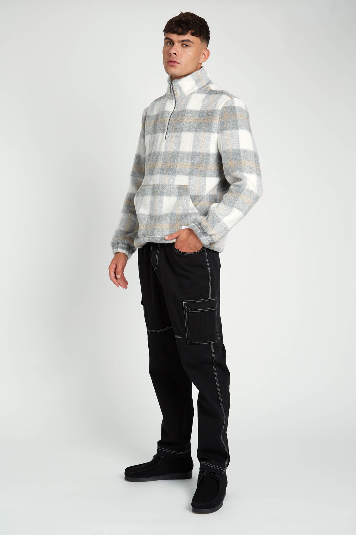 SHARP BRUSHED CHECK OVERHEAD JACKET