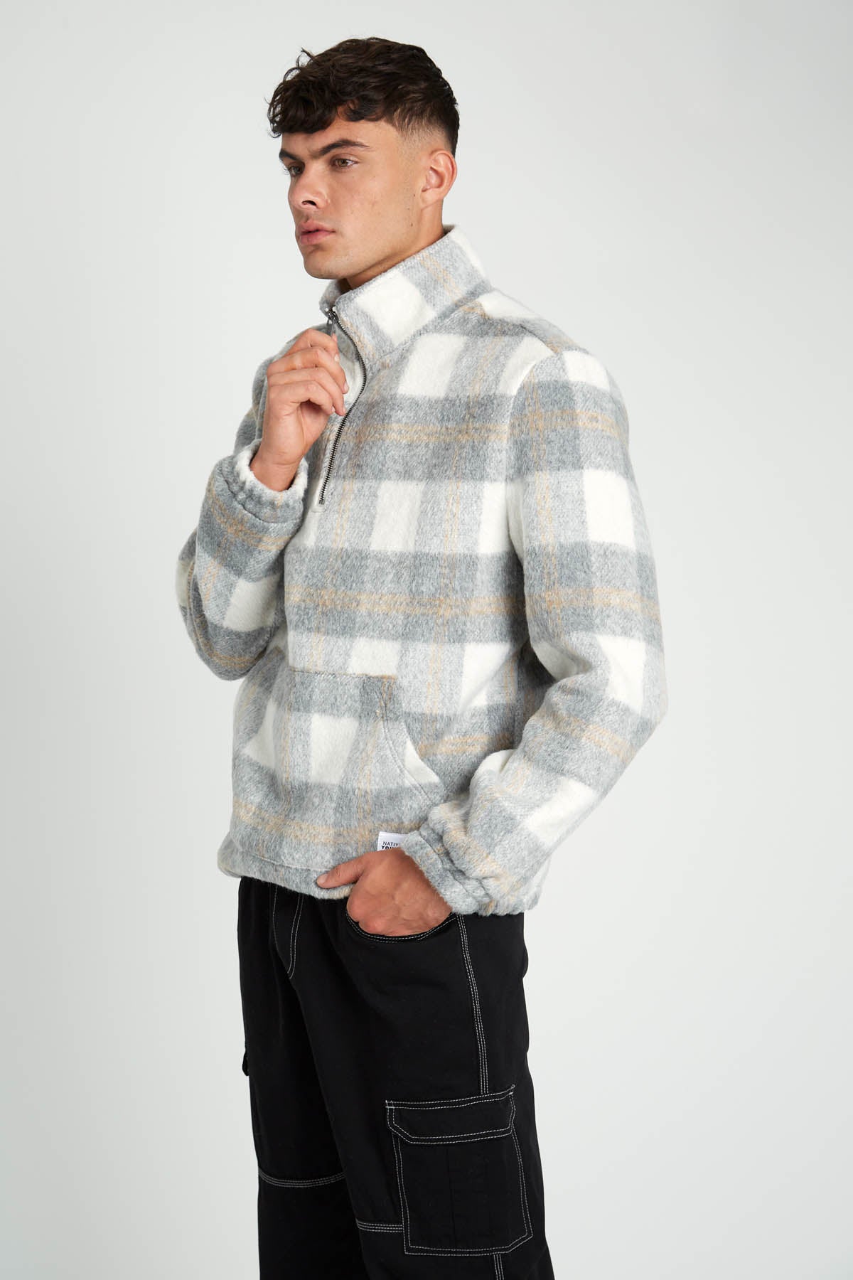 SHARP BRUSHED CHECK OVERHEAD JACKET