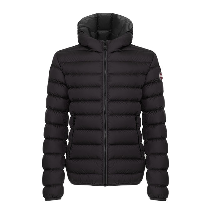 SHORT DOWN JACKET WITH HOOD Man Black Vulcan