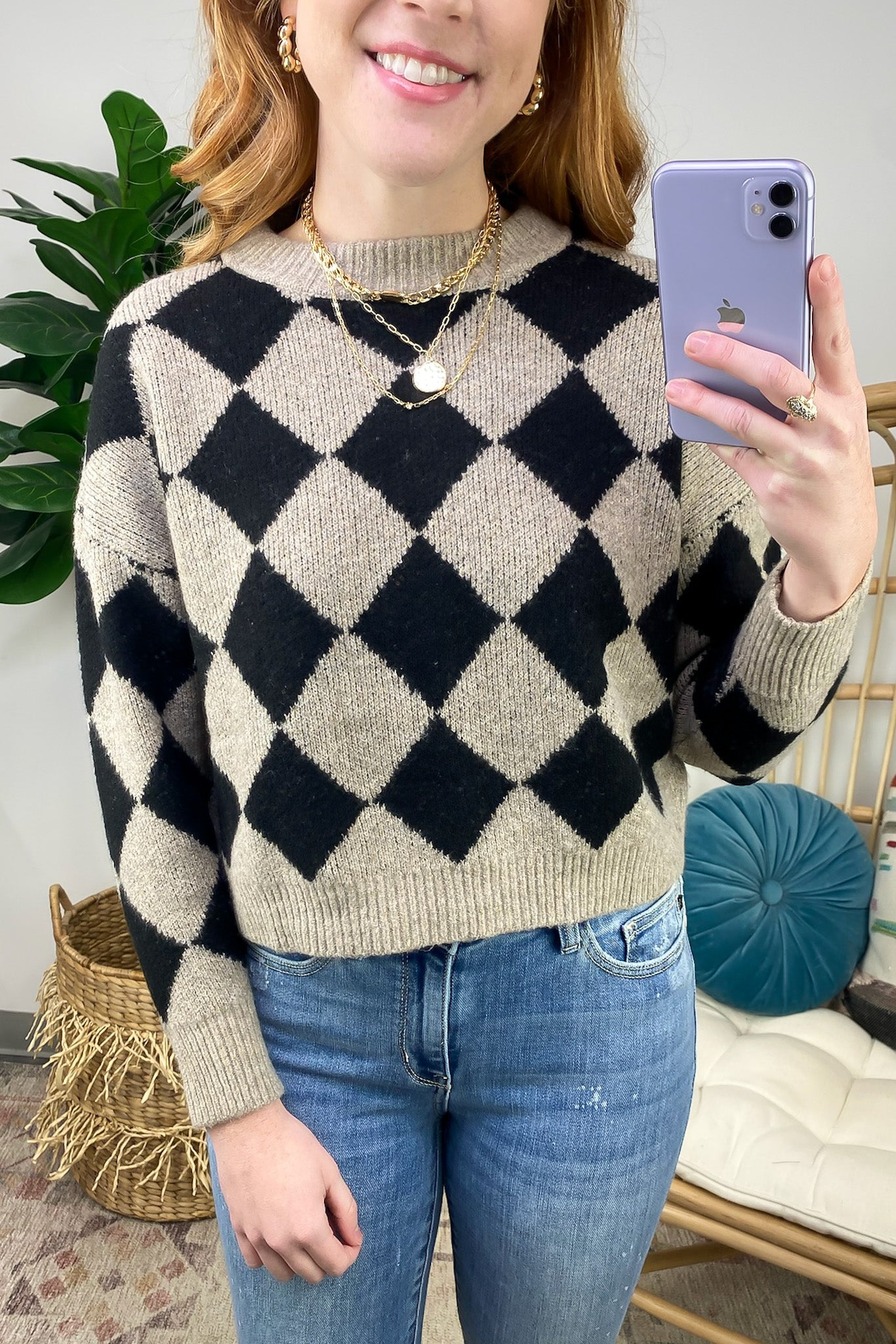 Solene Harlequin Knit Sweater - FINAL SALE