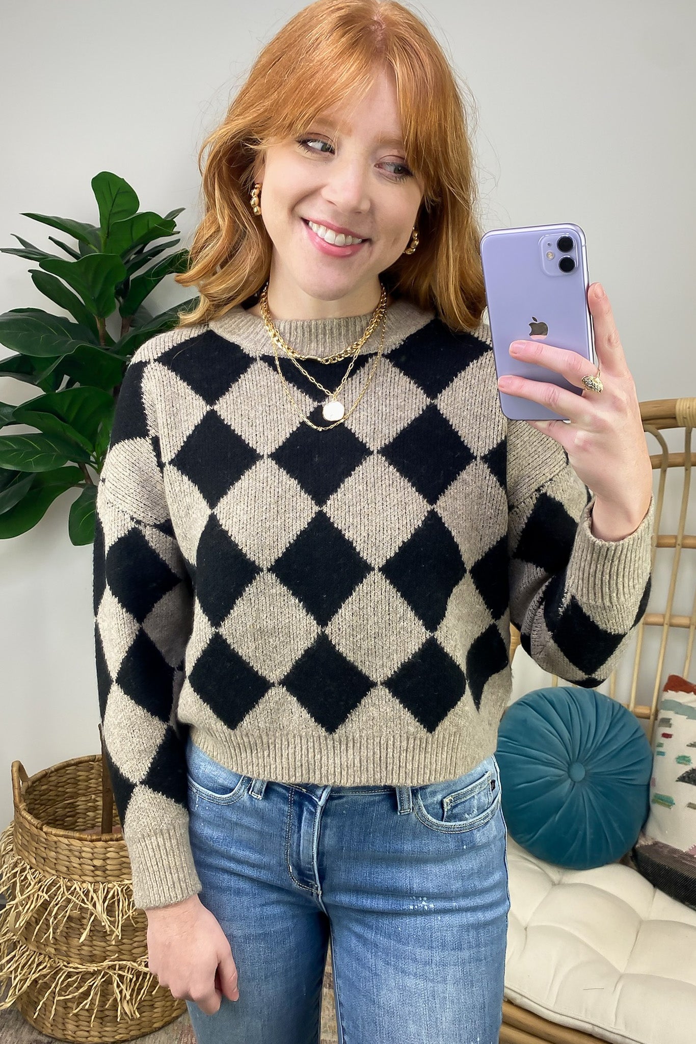 Solene Harlequin Knit Sweater - FINAL SALE