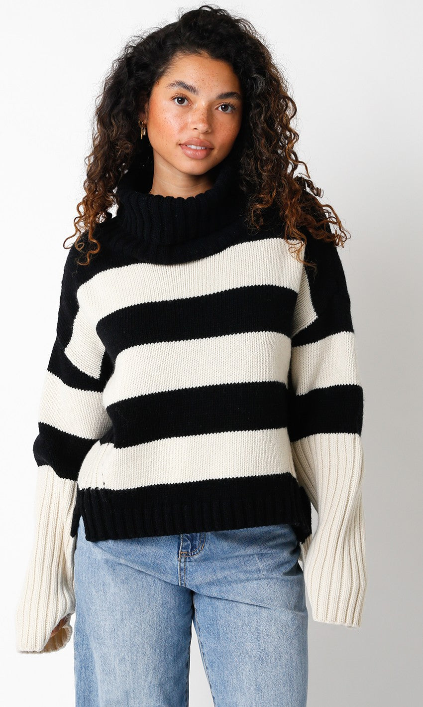 Stripe Turtleneck Sweater