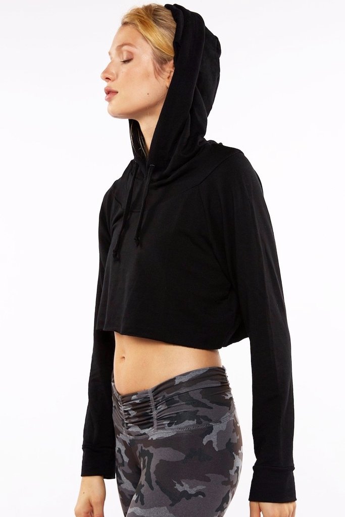 Strut This Crop Hoodie Sweater Black