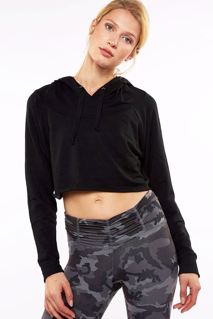 Strut This Crop Hoodie Sweater Black