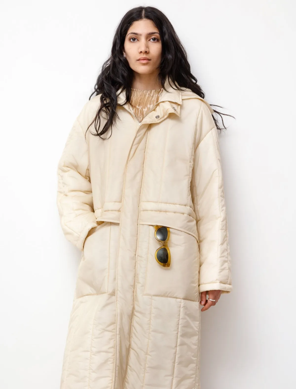 Super Light Airy Nylon Padded Coat - Ivory