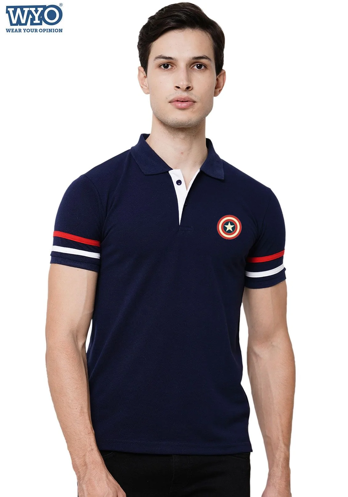 Superhero Captain America Stripe Polo