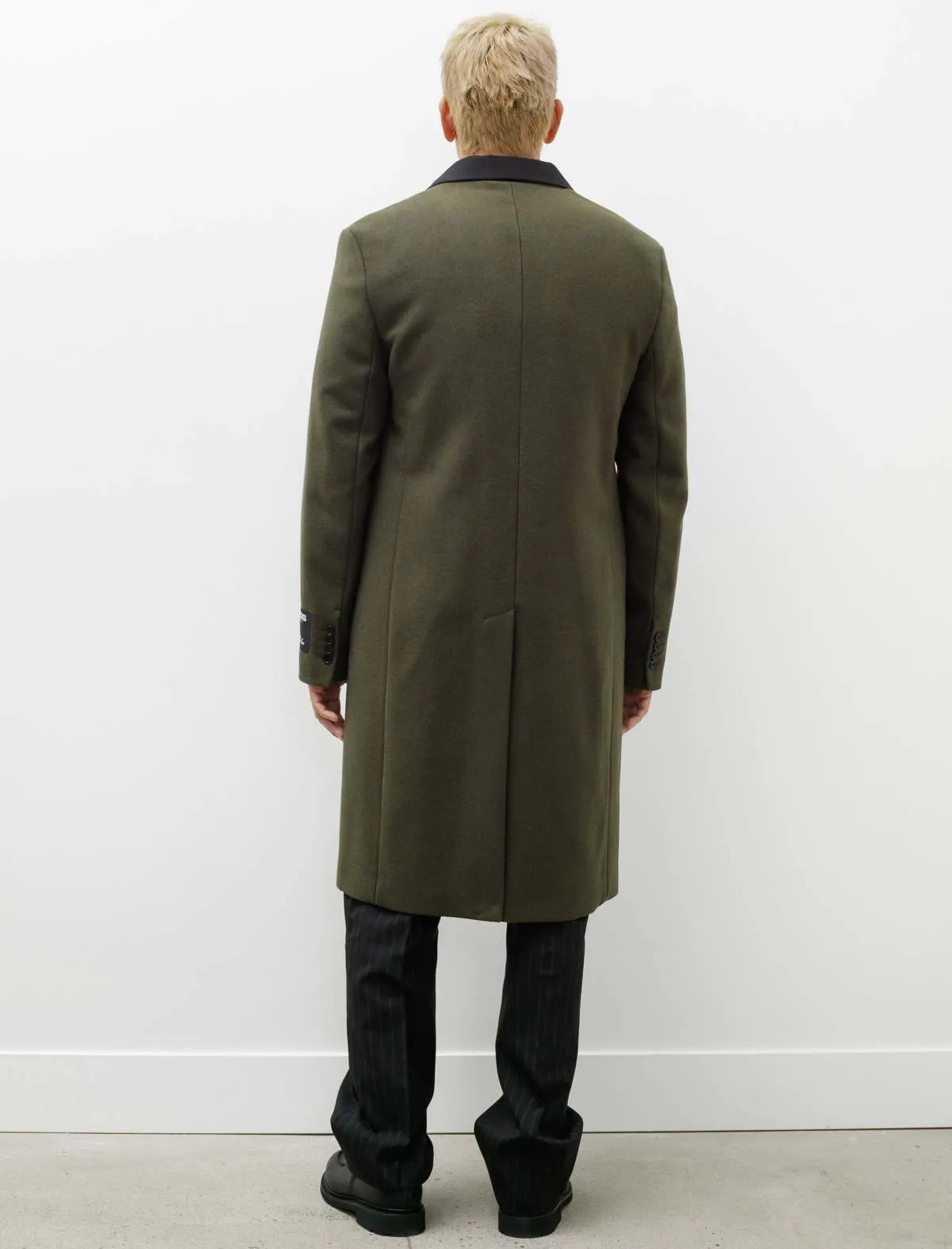 Tailored Wool Blend Coat - Green Melange